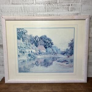 Claude Strachan “Cottage Kids Feeding Ducks” Framed Art